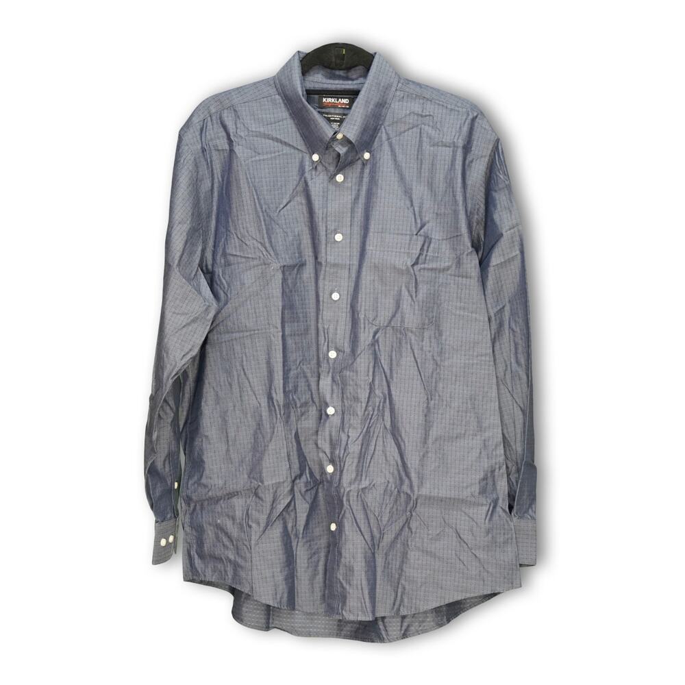 Kirkland Signature Men's 17-34/35 Blue Non-Iron Shirt